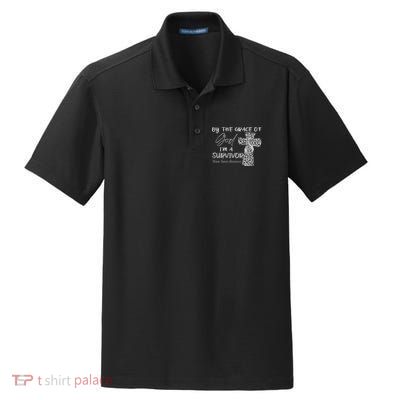 I'm A Survivor Brain Tumor Awareness Grey Ribbon Dry Zone Grid Polo
