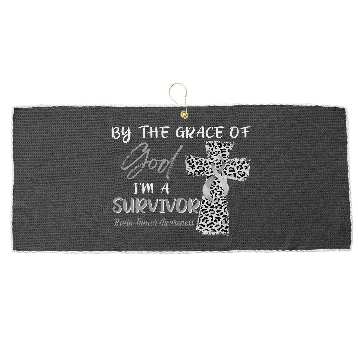 I'm A Survivor Brain Tumor Awareness Grey Ribbon Large Microfiber Waffle Golf Towel