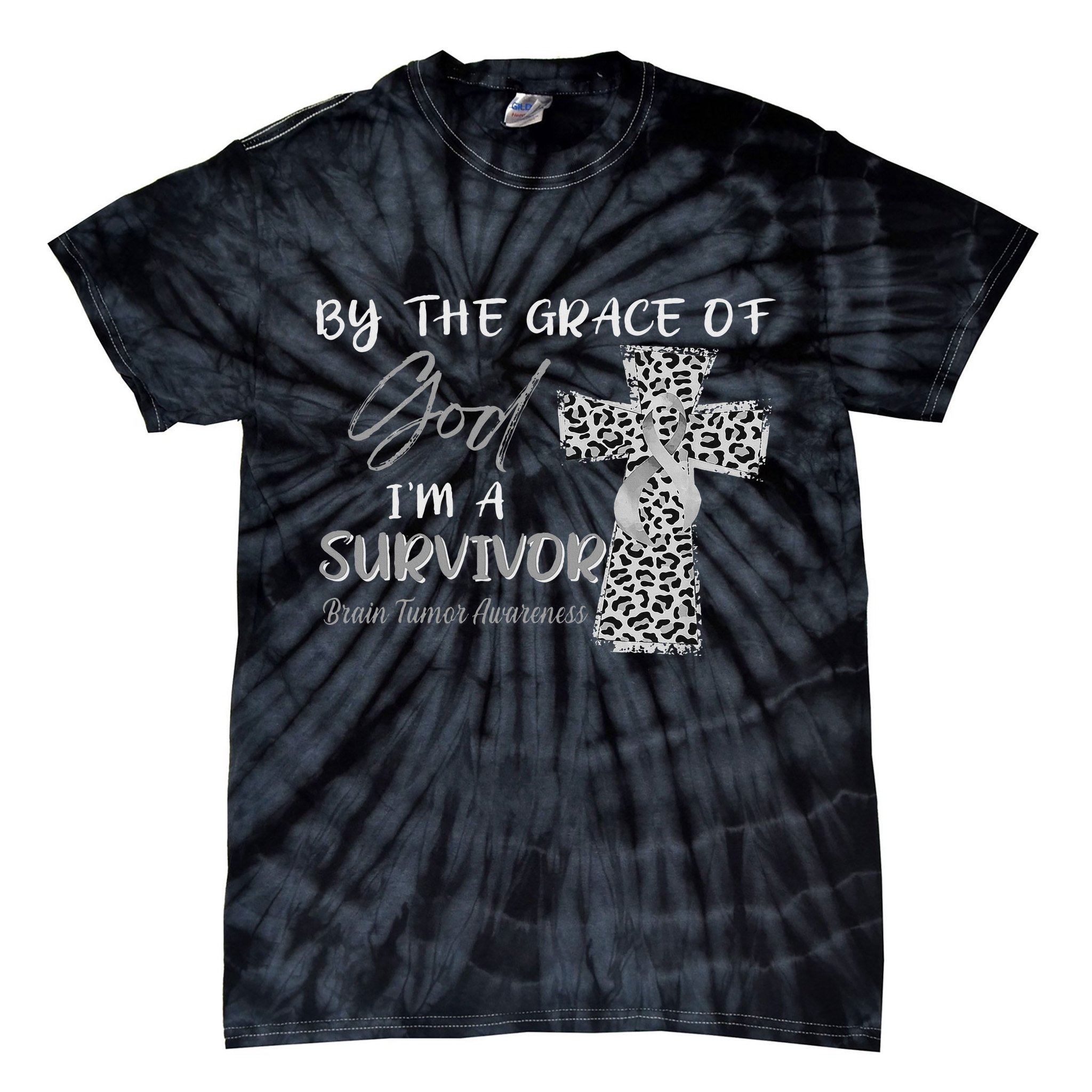 I'm A Survivor Brain Tumor Awareness Grey Ribbon Tie-Dye T-Shirt