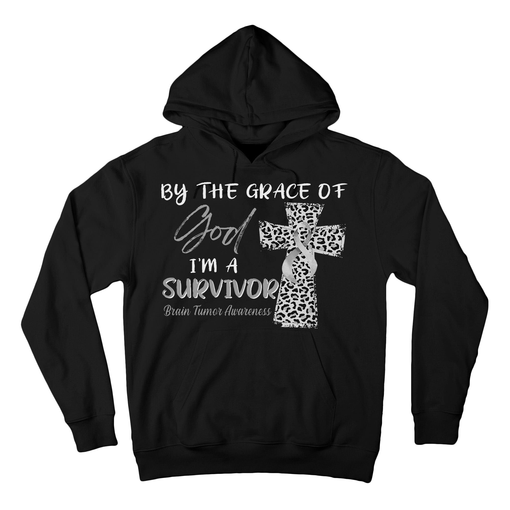 I'm A Survivor Brain Tumor Awareness Grey Ribbon Tall Hoodie