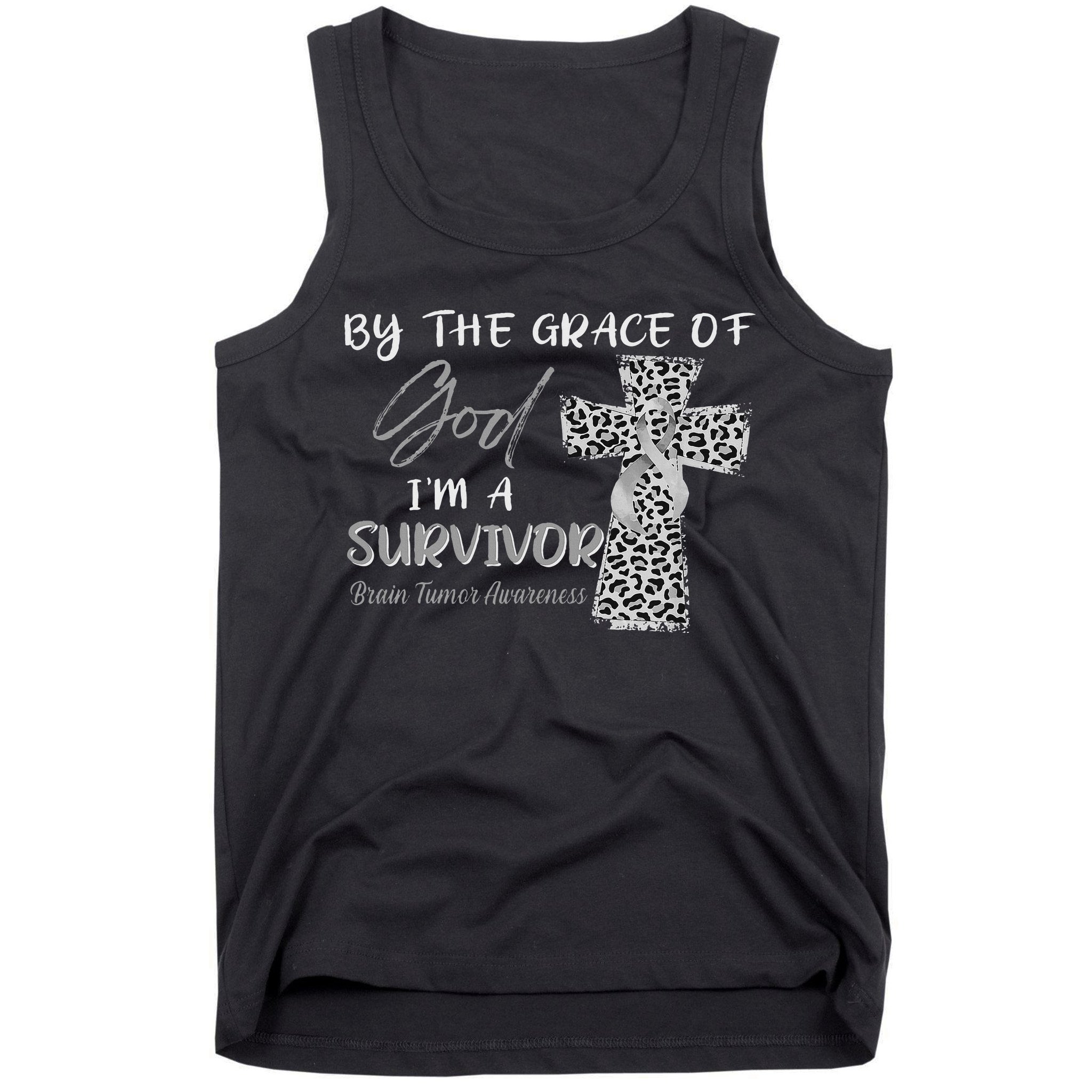 I'm A Survivor Brain Tumor Awareness Grey Ribbon Tank Top