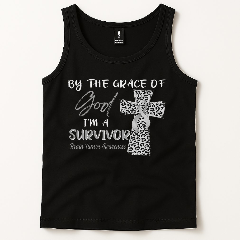 I'm A Survivor Brain Tumor Awareness Grey Ribbon Tank Top