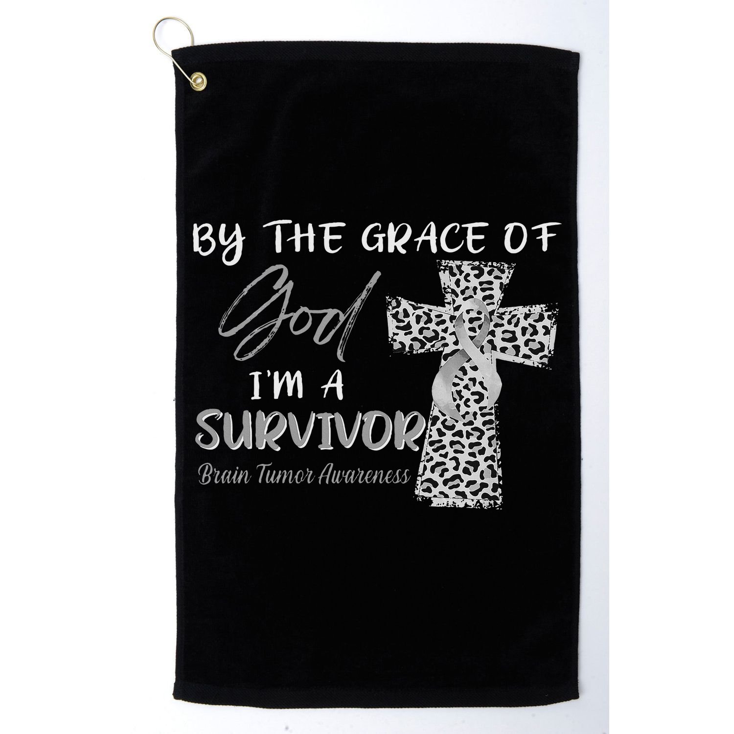 I'm A Survivor Brain Tumor Awareness Grey Ribbon Golf Towel