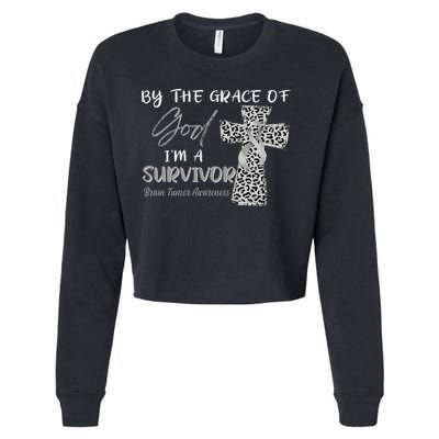 I'm A Survivor Brain Tumor Awareness Grey Ribbon Cropped Pullover Crew