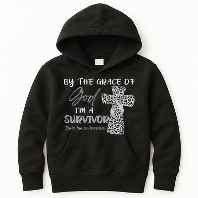 I'm A Survivor Brain Tumor Awareness Grey Ribbon Kids Hoodie