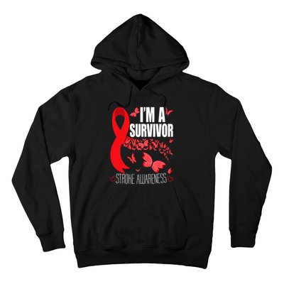 Im A Survivor Stroke Awareness Red Ribbon Brain Attack Hoodie