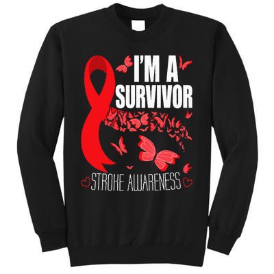 Im A Survivor Stroke Awareness Red Ribbon Brain Attack Sweatshirt