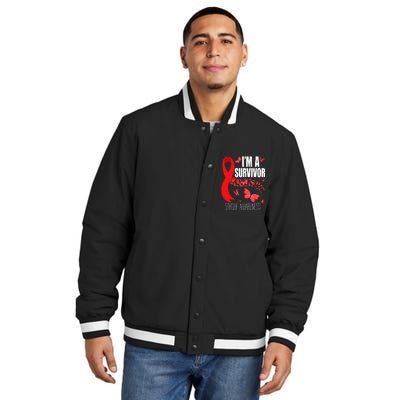 Im A Survivor Stroke Awareness Red Ribbon Brain Attack Insulated Varsity Jacket