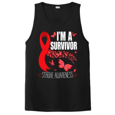 Im A Survivor Stroke Awareness Red Ribbon Brain Attack PosiCharge Competitor Tank