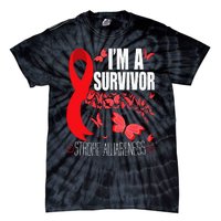 Im A Survivor Stroke Awareness Red Ribbon Brain Attack Tie-Dye T-Shirt