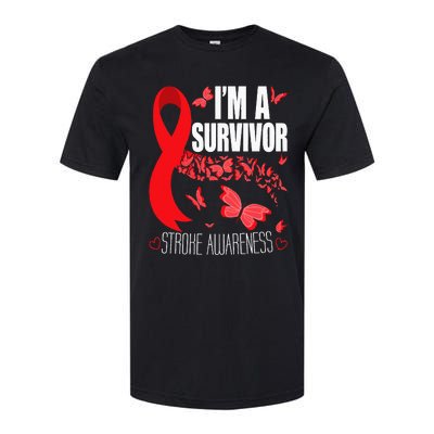 Im A Survivor Stroke Awareness Red Ribbon Brain Attack Softstyle CVC T-Shirt