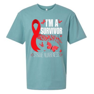 Im A Survivor Stroke Awareness Red Ribbon Brain Attack Sueded Cloud Jersey T-Shirt