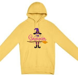 I'm A Survivor Halloween Breast Cancer Awareness Witch Premium Pullover Hoodie