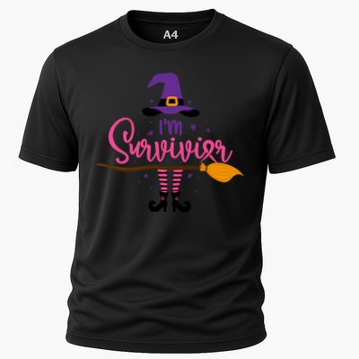 I'm A Survivor Halloween Breast Cancer Awareness Witch Cooling Performance Crew T-Shirt