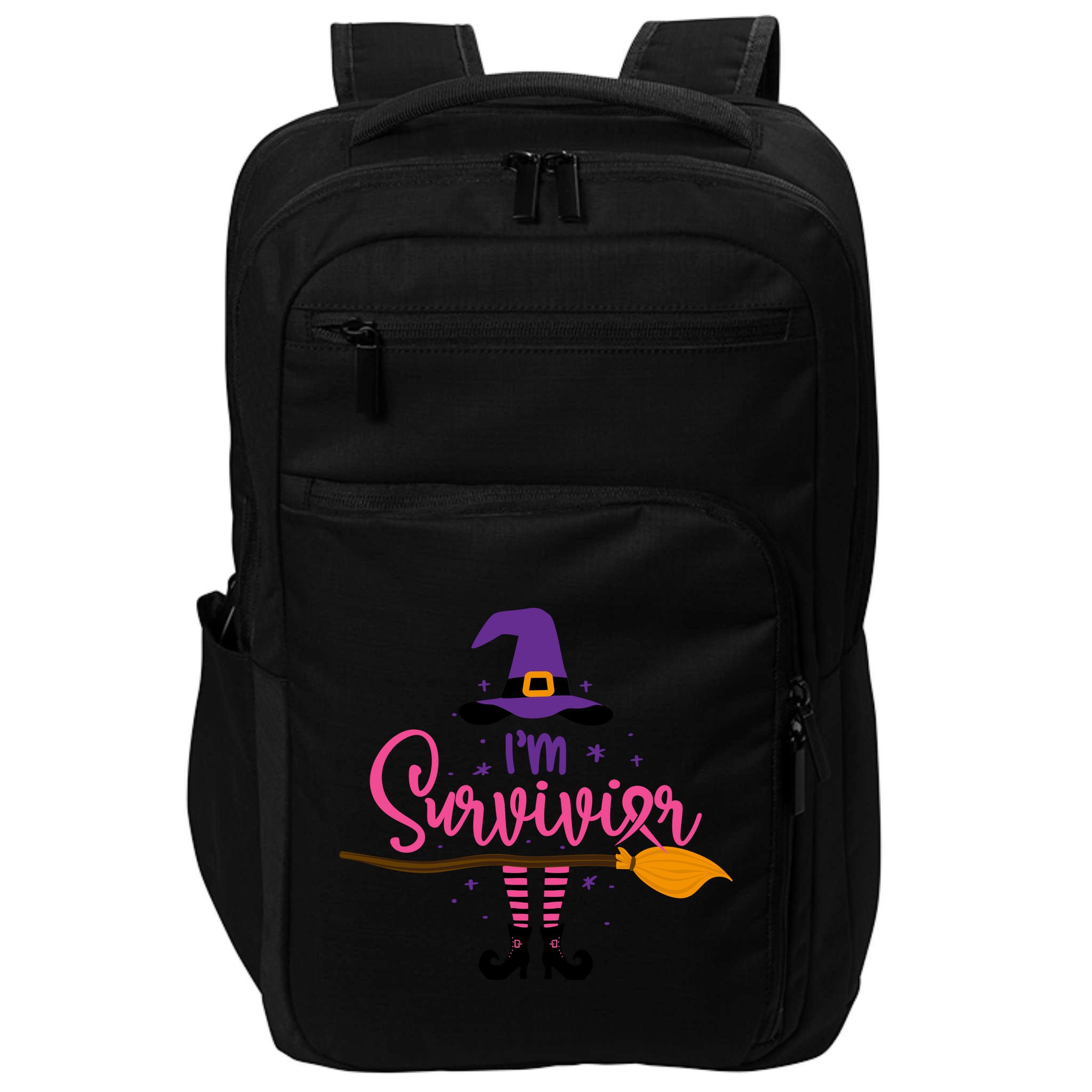 I'm A Survivor Halloween Breast Cancer Awareness Witch Impact Tech Backpack