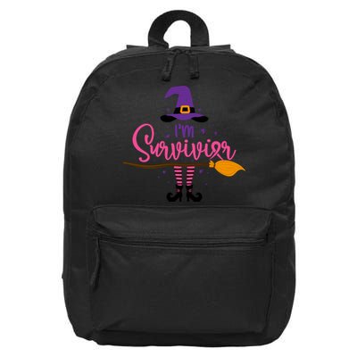 I'm A Survivor Halloween Breast Cancer Awareness Witch 16 in Basic Backpack