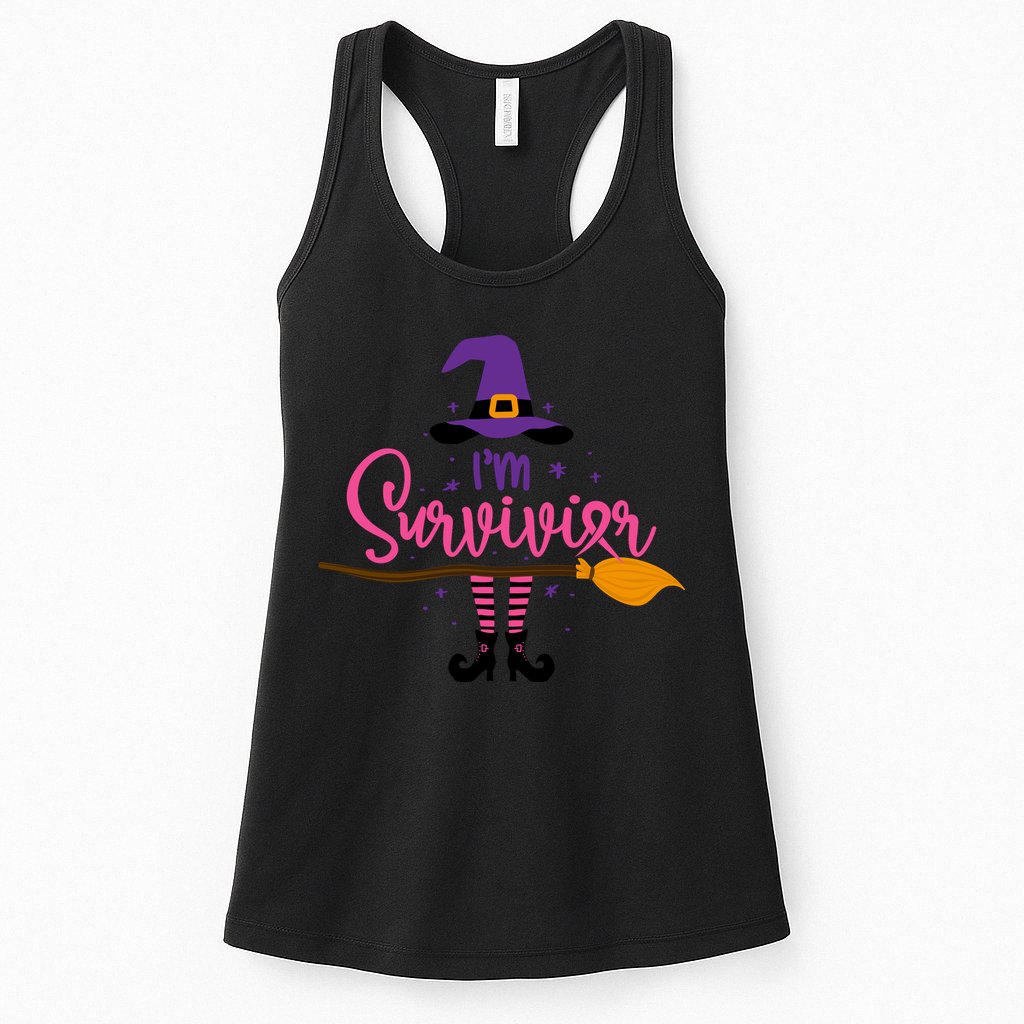 I'm A Survivor Halloween Breast Cancer Awareness Witch Womens Tank Top