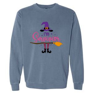 I'm A Survivor Halloween Breast Cancer Awareness Witch Garment-Dyed Sweatshirt