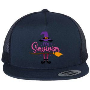 I'm A Survivor Halloween Breast Cancer Awareness Witch Flat Bill Trucker Hat