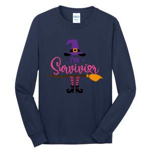 I'm A Survivor Halloween Breast Cancer Awareness Witch Tall Long Sleeve T-Shirt