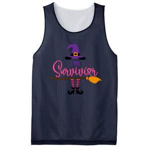 I'm A Survivor Halloween Breast Cancer Awareness Witch Mesh Reversible Basketball Jersey Tank