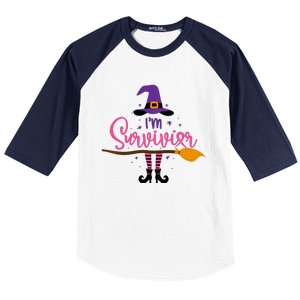 I'm A Survivor Halloween Breast Cancer Awareness Witch Baseball Sleeve Shirt