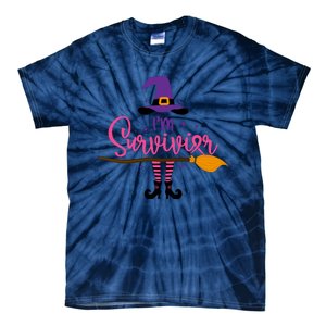 I'm A Survivor Halloween Breast Cancer Awareness Witch Tie-Dye T-Shirt