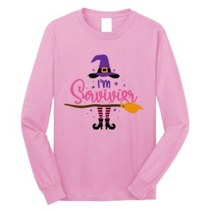 I'm A Survivor Halloween Breast Cancer Awareness Witch Long Sleeve Shirt