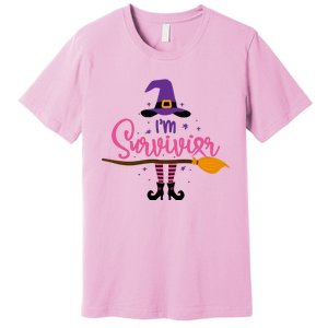 I'm A Survivor Halloween Breast Cancer Awareness Witch Premium T-Shirt