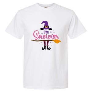 I'm A Survivor Halloween Breast Cancer Awareness Witch Garment-Dyed Heavyweight T-Shirt