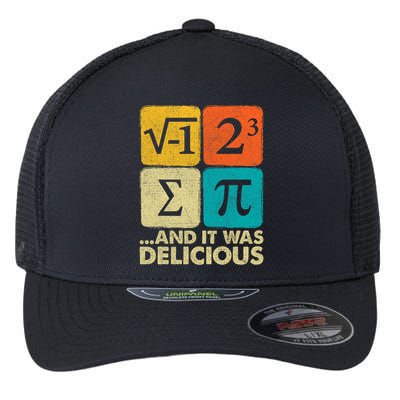 I Ate Some Pie and It Was Delicious Funny PI Day Math Pun   Flexfit Unipanel Trucker Cap