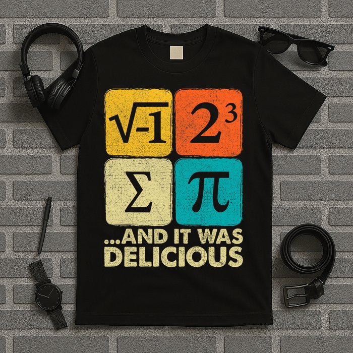 I Ate Some Pie and It Was Delicious Funny PI Day Math Pun   T-Shirt