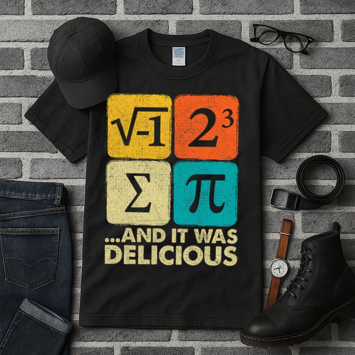 I Ate Some Pie and It Was Delicious Funny PI Day Math Pun   Tall T-Shirt