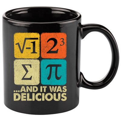 I Ate Some Pie and It Was Delicious Funny PI Day Math Pun   11oz C Handle Ceramic Mug