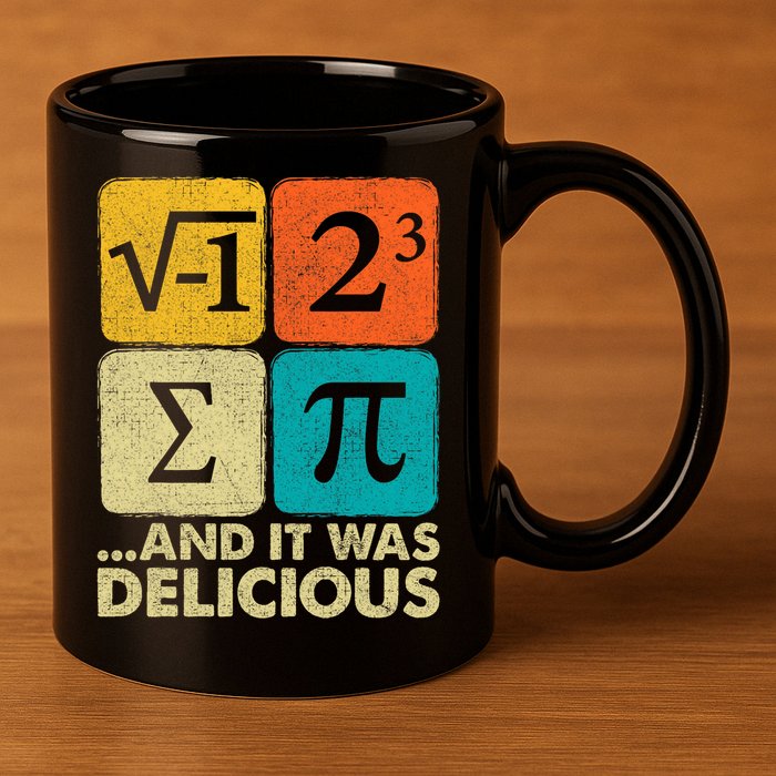 I Ate Some Pie and It Was Delicious Funny PI Day Math Pun   11oz C Handle Ceramic Mug