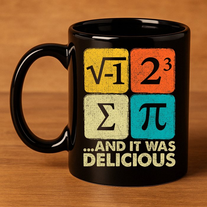 I Ate Some Pie and It Was Delicious Funny PI Day Math Pun   11oz C Handle Ceramic Mug