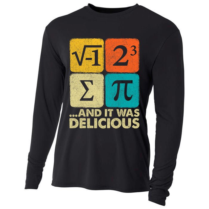I Ate Some Pie and It Was Delicious Funny PI Day Math Pun   Cooling Performance Long Sleeve Crew