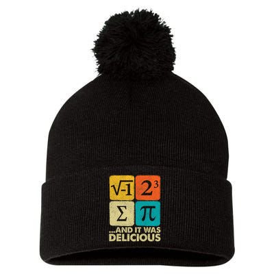I Ate Some Pie and It Was Delicious Funny PI Day Math Pun   Pom Pom 12in Knit Beanie