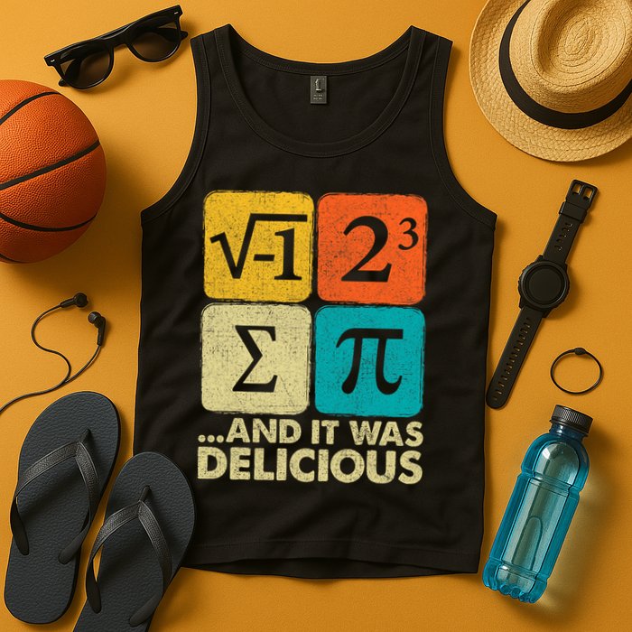 I Ate Some Pie and It Was Delicious Funny PI Day Math Pun   Tank Top