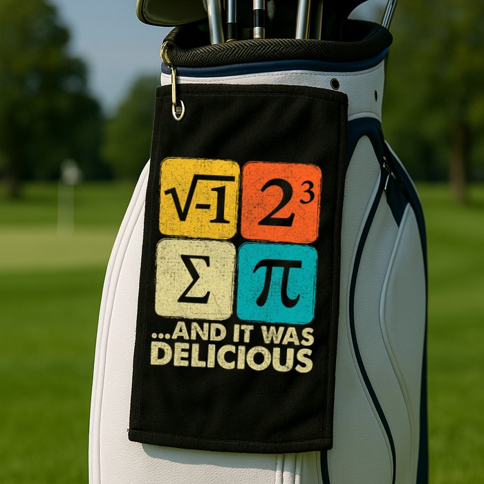 I Ate Some Pie and It Was Delicious Funny PI Day Math Pun   Golf Towel