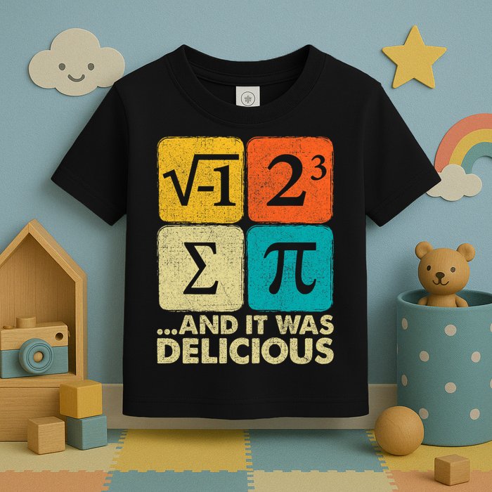 I Ate Some Pie and It Was Delicious Funny PI Day Math Pun   Toddler T-Shirt
