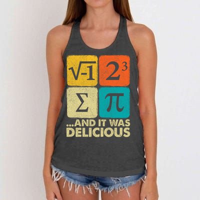 I Ate Some Pie and It Was Delicious Funny PI Day Math Pun   Women's Knotted Racerback Tank
