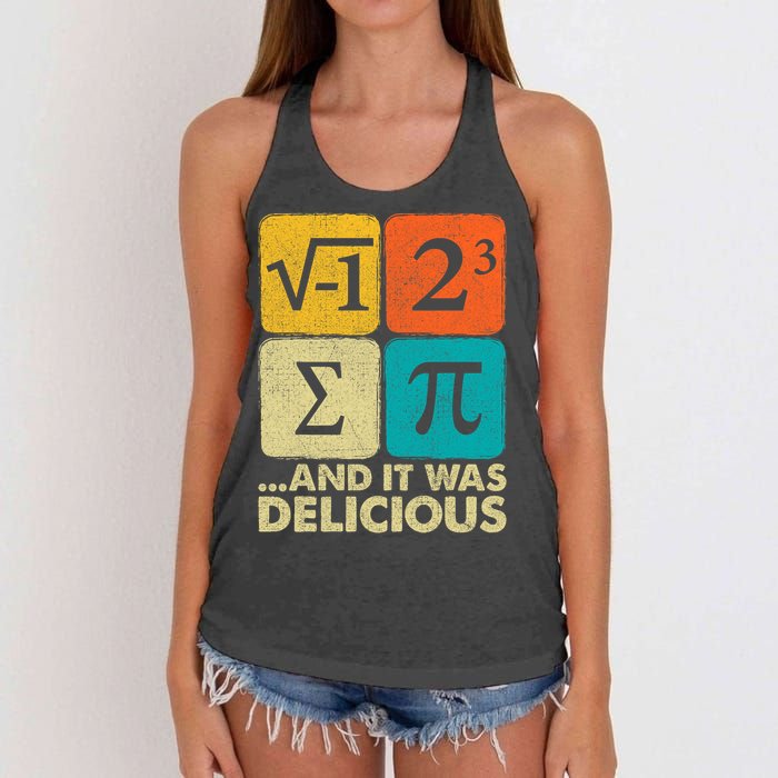 I Ate Some Pie and It Was Delicious Funny PI Day Math Pun   Women's Knotted Racerback Tank