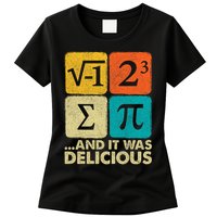 I Ate Some Pie and It Was Delicious Funny PI Day Math Pun   Womens T-Shirt