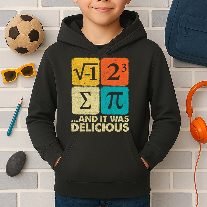 I Ate Some Pie and It Was Delicious Funny PI Day Math Pun   Kids Hoodie