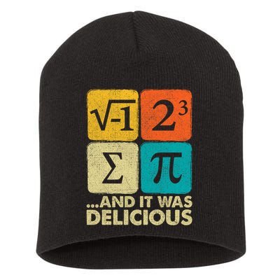 I Ate Some Pie and It Was Delicious Funny PI Day Math Pun   Short Acrylic Beanie