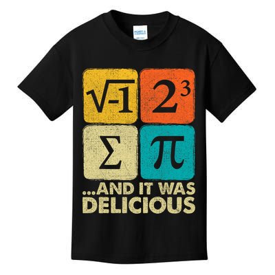 I Ate Some Pie and It Was Delicious Funny PI Day Math Pun   Kids T-Shirt