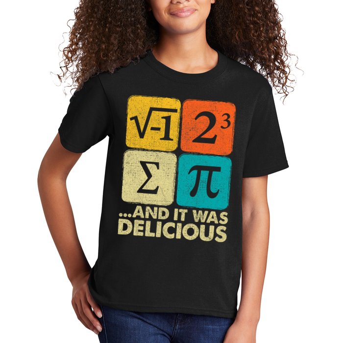I Ate Some Pie and It Was Delicious Funny PI Day Math Pun   Kids T-Shirt