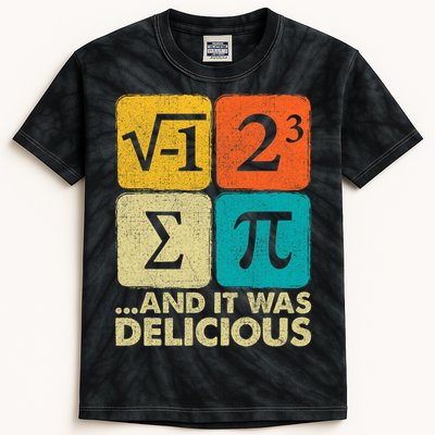 I Ate Some Pie and It Was Delicious Funny PI Day Math Pun   Kids Tie-Dye T-Shirt
