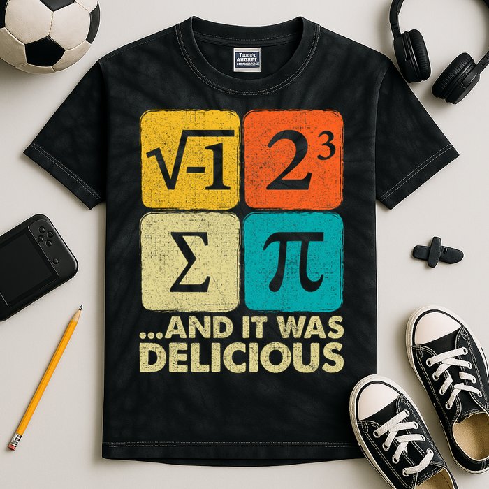 I Ate Some Pie and It Was Delicious Funny PI Day Math Pun   Kids Tie-Dye T-Shirt